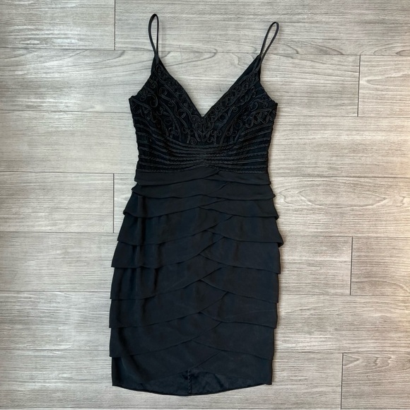 Chetta B Dresses & Skirts - Vintage 90s Chetta B Silk Mesh Bodice Ruffle Skirt Mini Dress Size 4